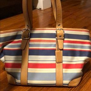 coach leather and canvas shoulder bag tote